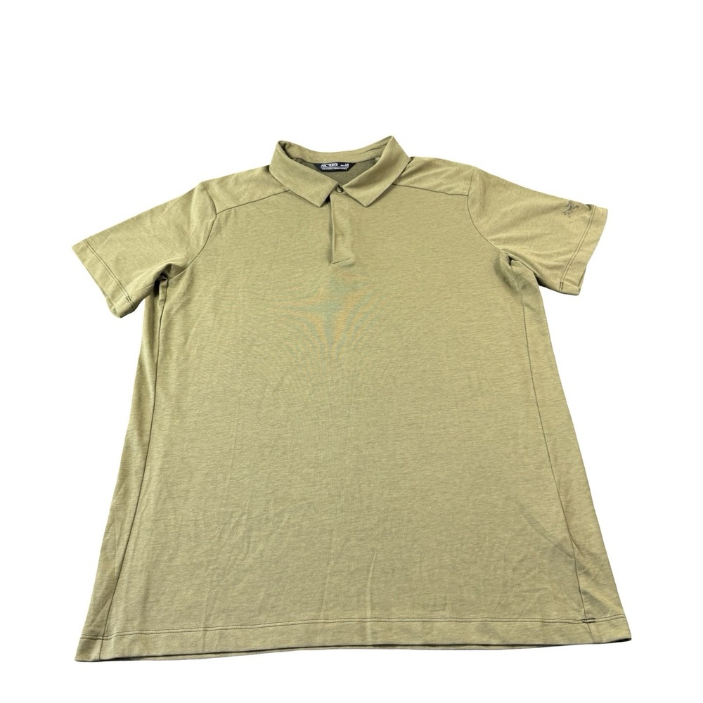 Arcteryx Army Green Cotton Polyester Blend Snap Performance S/S Polo Shirt Sz L